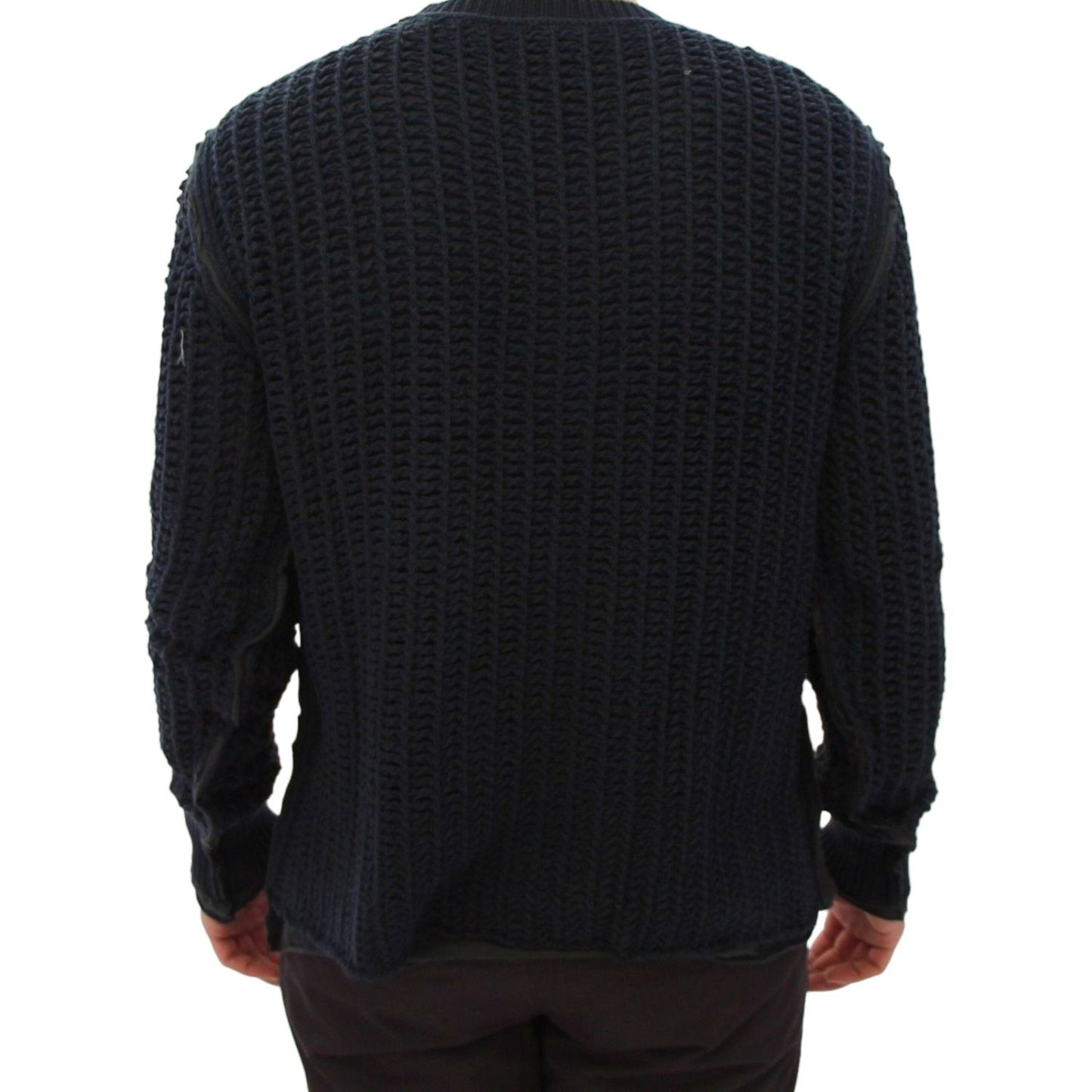 Dolce & Gabbana Elegant Blue and Black Layered Sweater Dolce & Gabbana