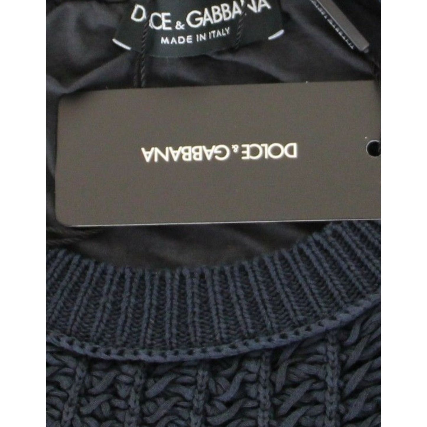 Dolce & Gabbana Elegant Blue and Black Layered Sweater Dolce & Gabbana