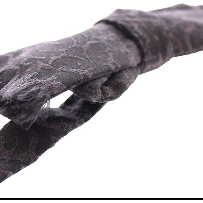 Dolce & Gabbana Gray Black Wool Silk Bow Tie Bow Tie