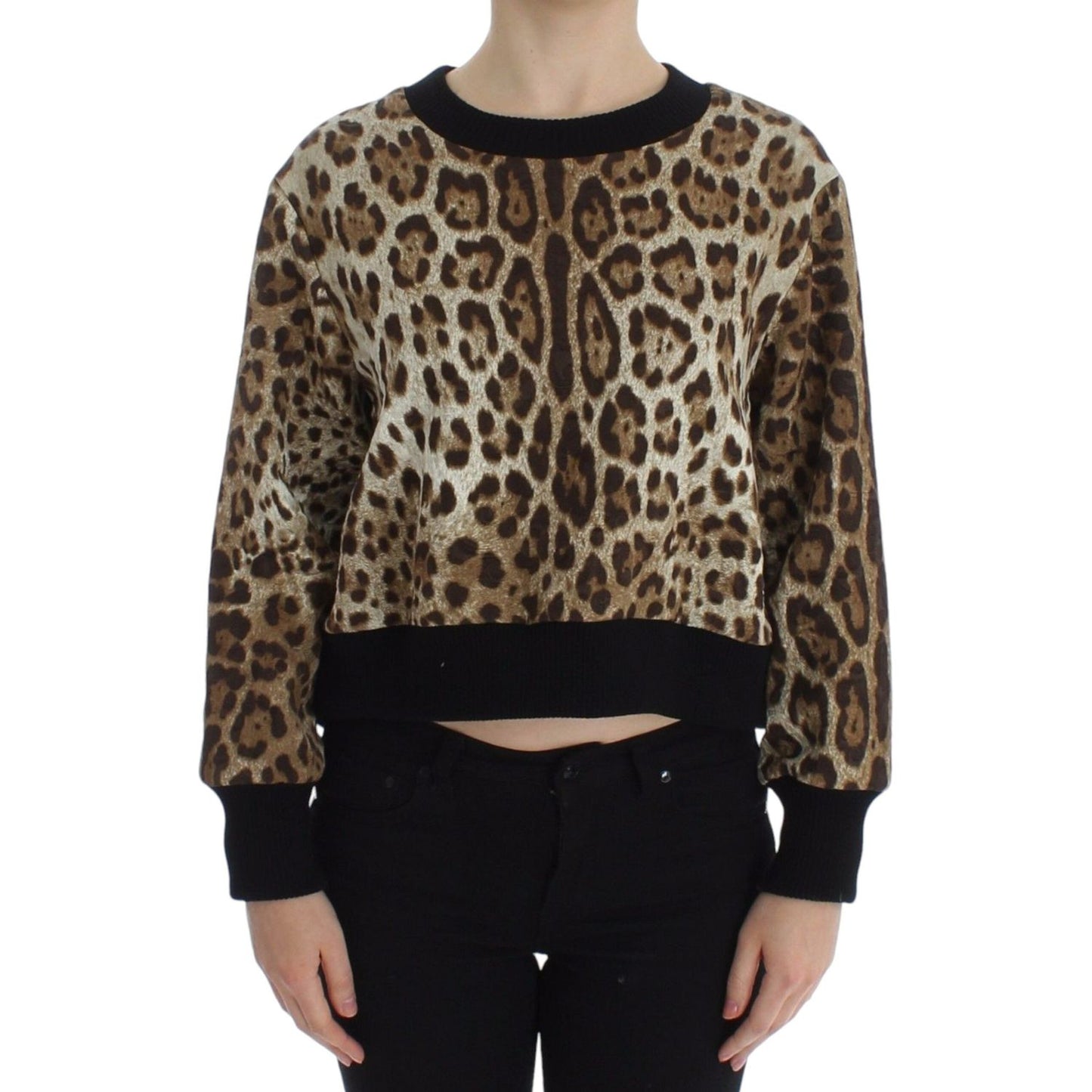 Dolce & Gabbana Leopard Print Crewneck Short Sweater Dolce & Gabbana