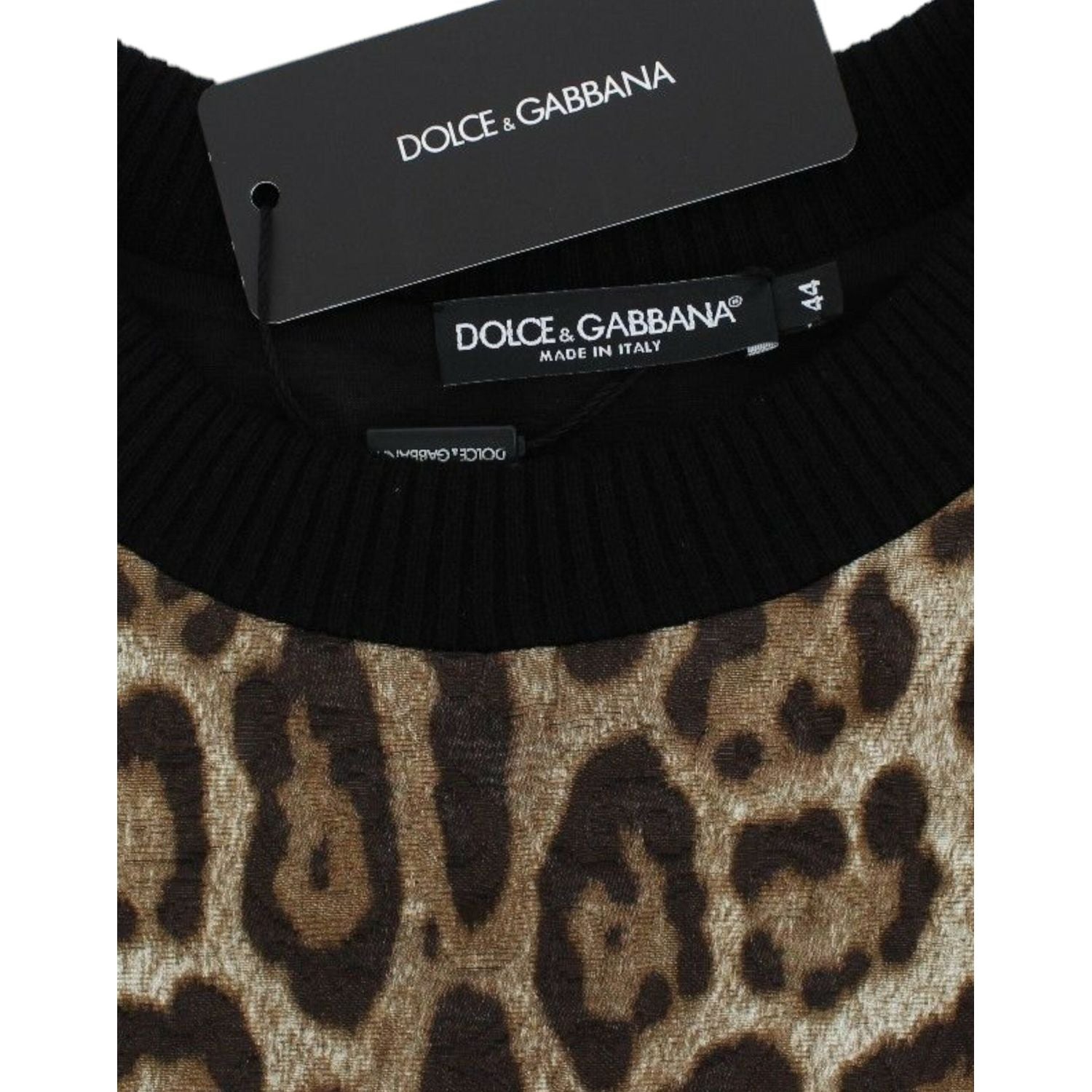 Dolce & Gabbana Leopard Print Crewneck Short Sweater