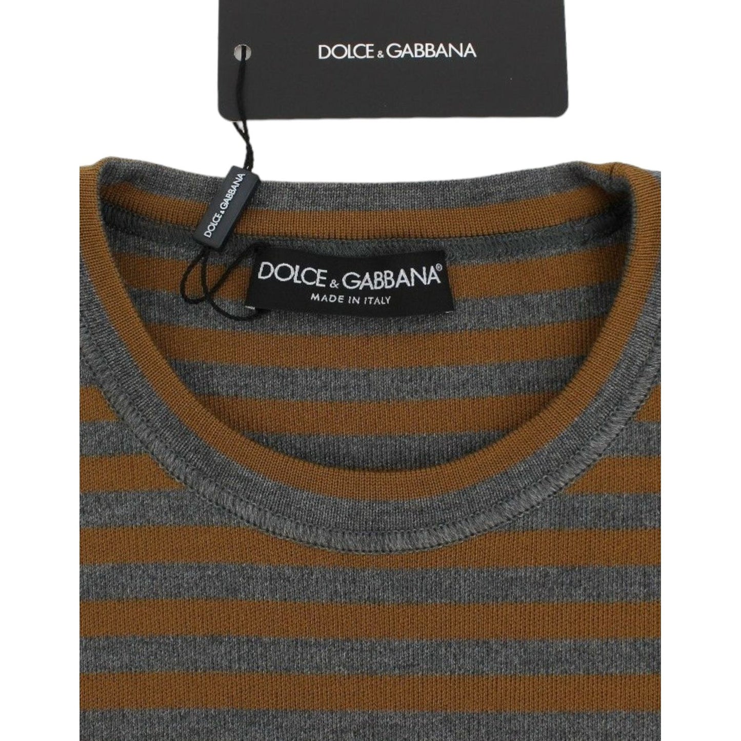 Dolce & Gabbana Yellow & Gray Striped Oversized Sweater Dolce & Gabbana