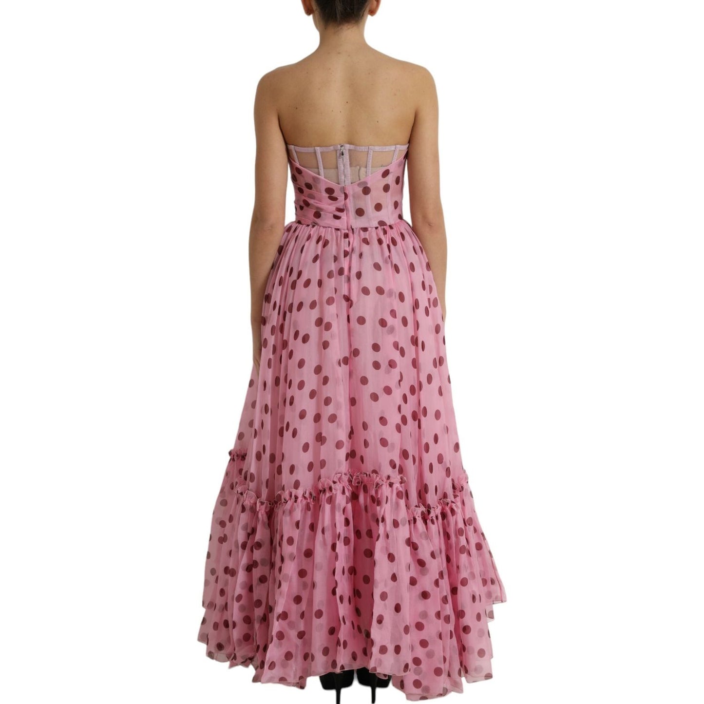 Dolce & Gabbana Chic A-Line Strapless Silk Dress in Pink Dolce & Gabbana