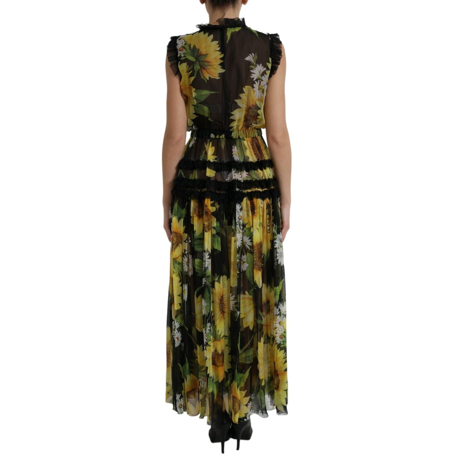 Dolce & Gabbana Elegant Sunflower Silk Maxi Dress Dolce & Gabbana