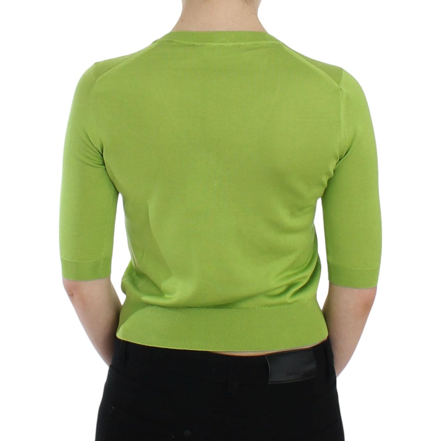 Dolce & Gabbana Green Wool V-neck Pullover Sweater Top Dolce & Gabbana