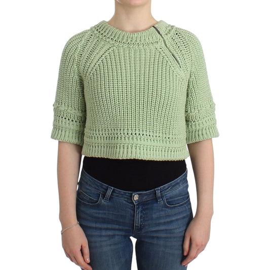 Ermanno Scervino Green Cropped Knit Sweater Knitted Jumper Ermanno Scervino