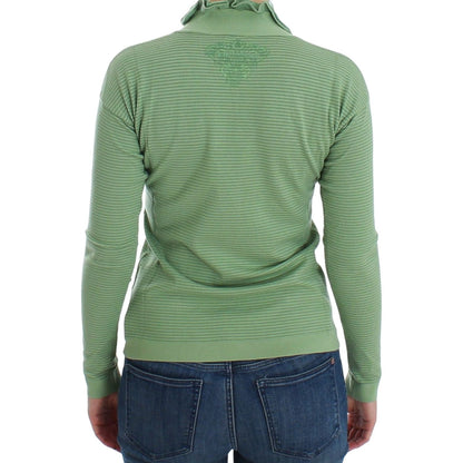 Ermanno Scervino Green Wool Blend Striped Long Sleeve Sweater Ermanno Scervino