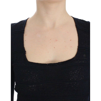 Ermanno Scervino Blue Knitted Wool Stretch Sweater Top Ermanno Scervino