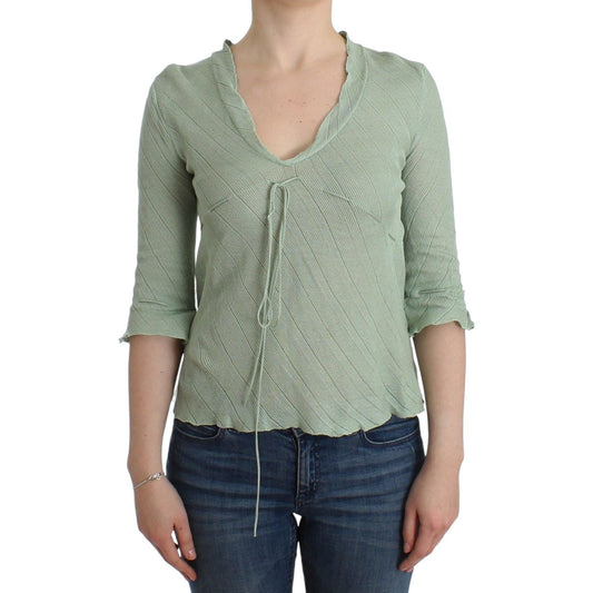 Ermanno Scervino Green Lightweight Knit Sweater Top Blouse Ermanno Scervino
