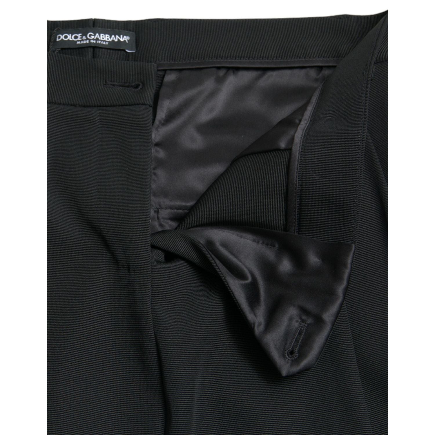 Dolce & Gabbana Black Wool High Waist Cropped Tapered Pants