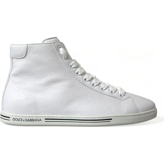 Dolce & Gabbana Elegant White Leather High Top Sneakers Dolce & Gabbana