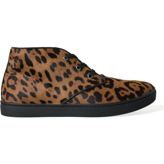 Dolce & Gabbana Elegant Leopard Print Mid-Top Sneakers Dolce & Gabbana