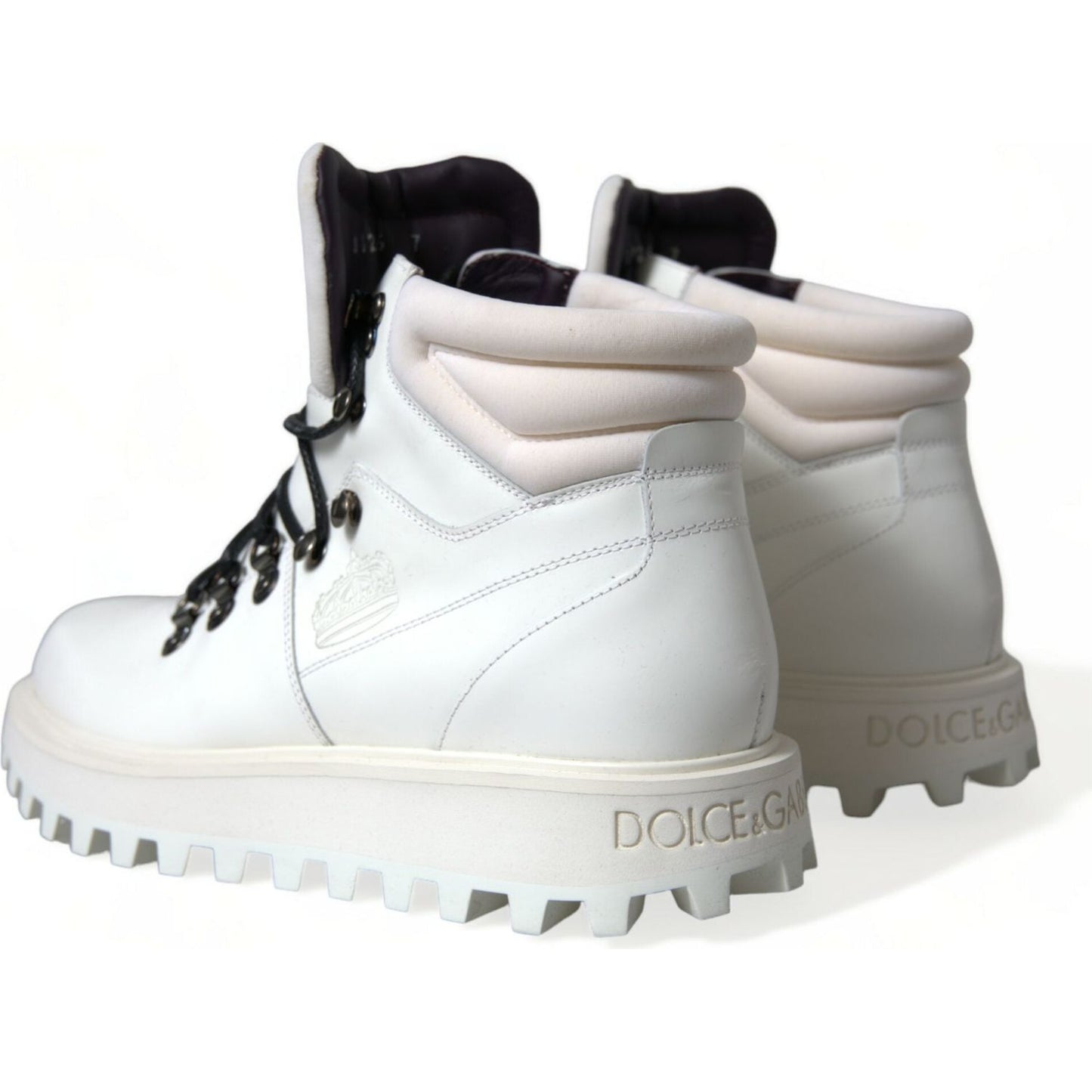 Dolce & Gabbana Elegant White Leather Ankle Boots Dolce & Gabbana