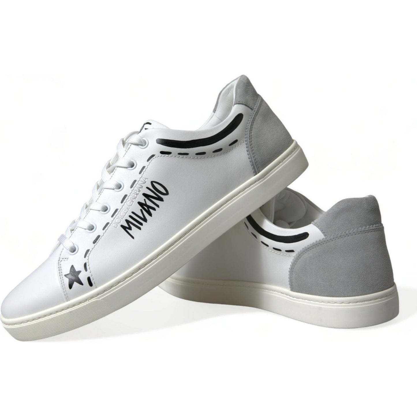 Dolce & Gabbana Elegant White Calfskin Leather Sneakers Dolce & Gabbana