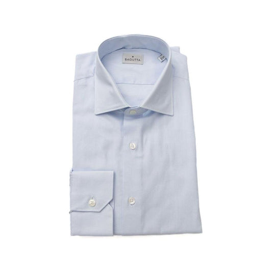 Bagutta Light Blue Cotton Men Shirt Bagutta