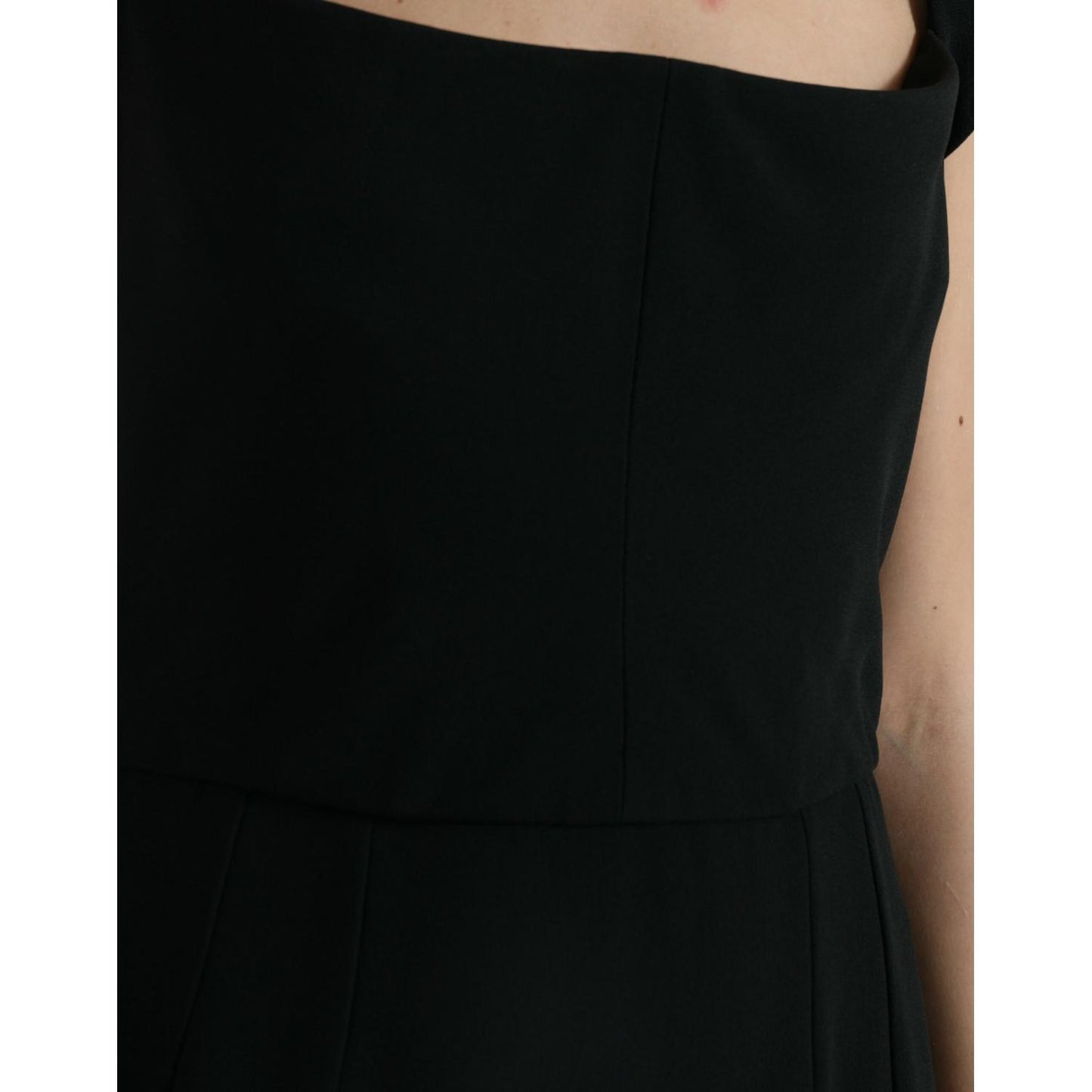 Dolce & Gabbana Elegant Black Stretch Cady Midi Dress Dolce & Gabbana