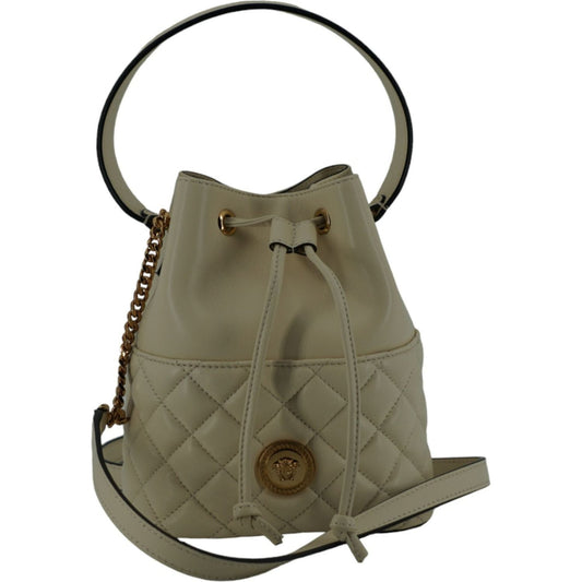 Versace White Lamb Leather Small Bucket Shoulder Bag Versace