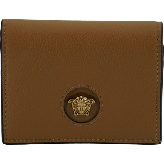 Versace Elegant Compact Leather Wallet in Brown Versace