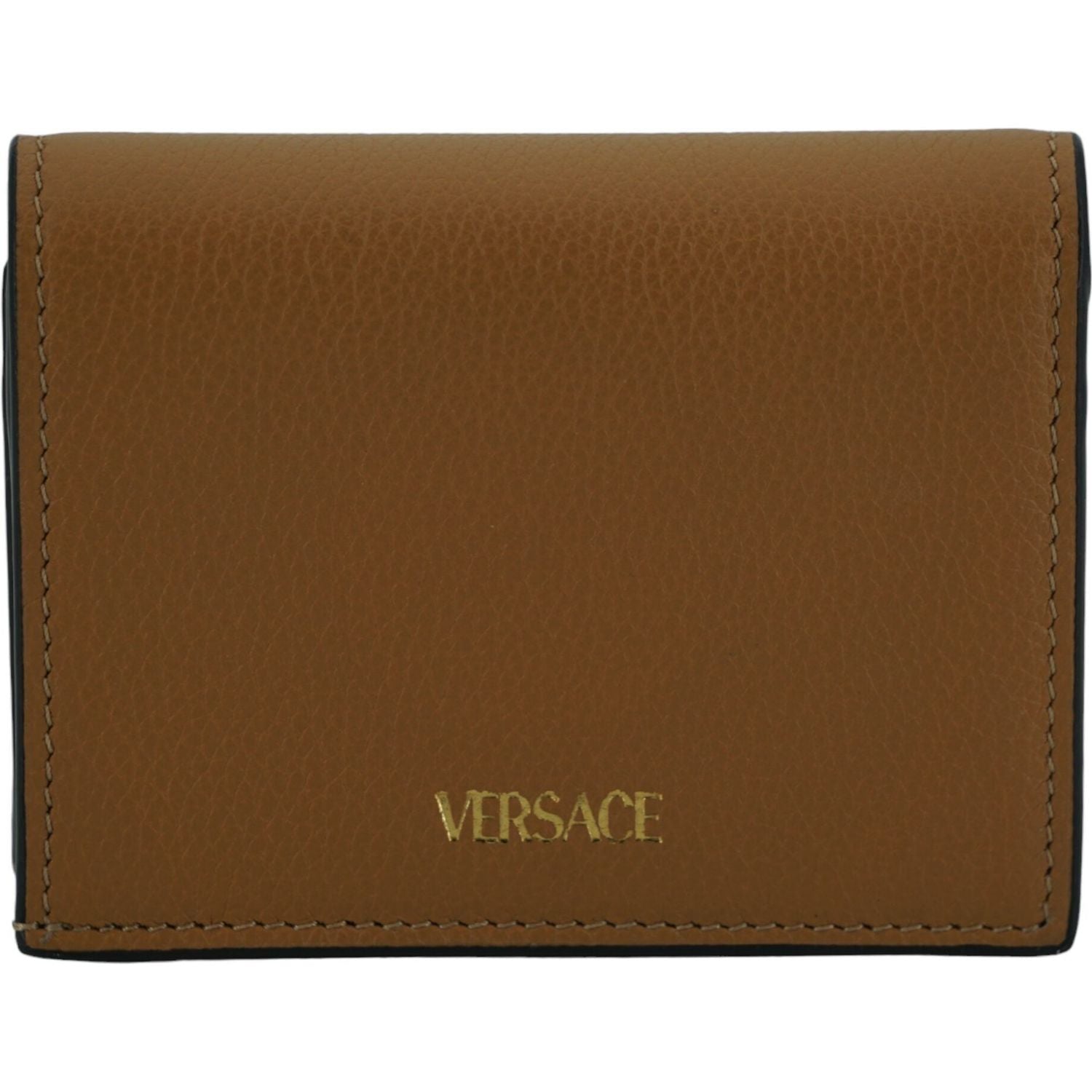 Versace Brown Calf Leather Compact Wallet