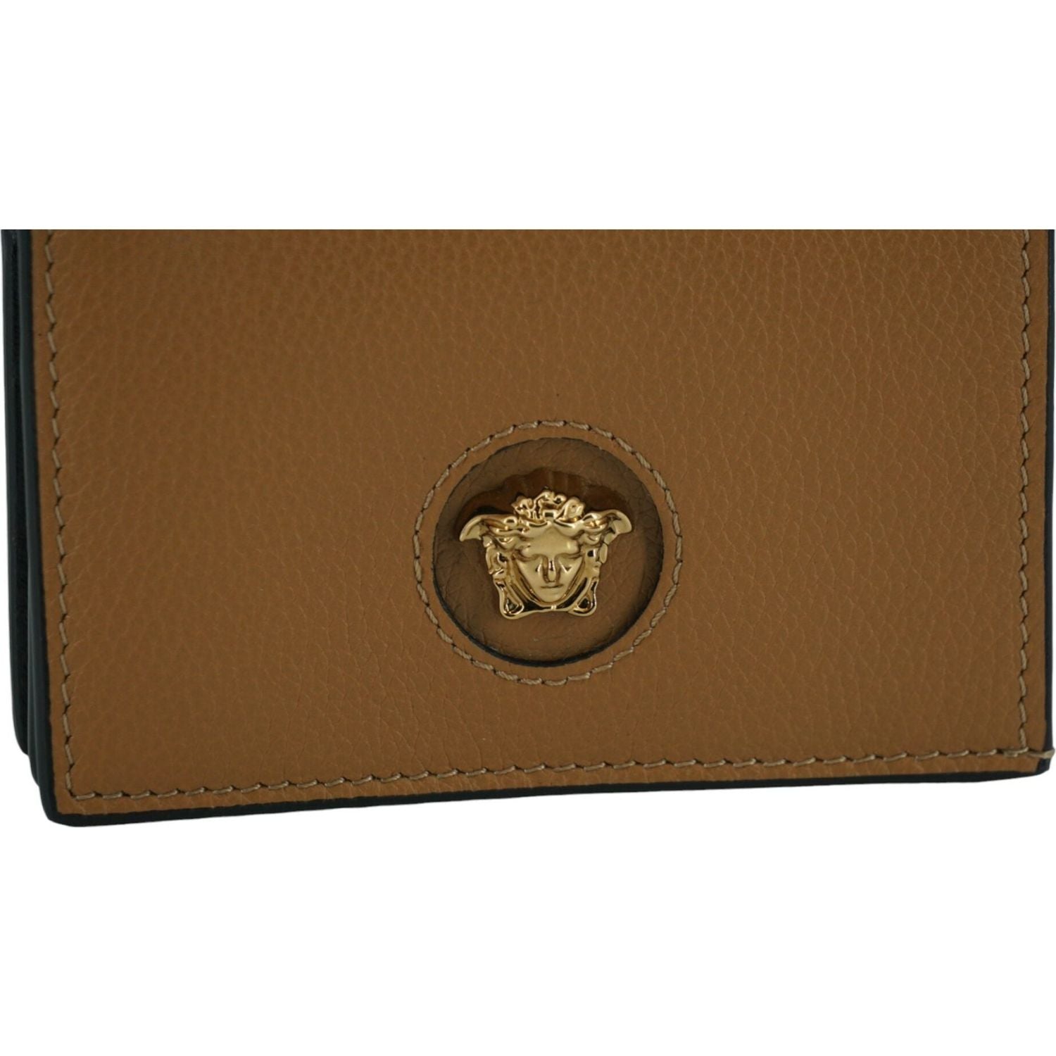 Versace Brown Calf Leather Compact Wallet