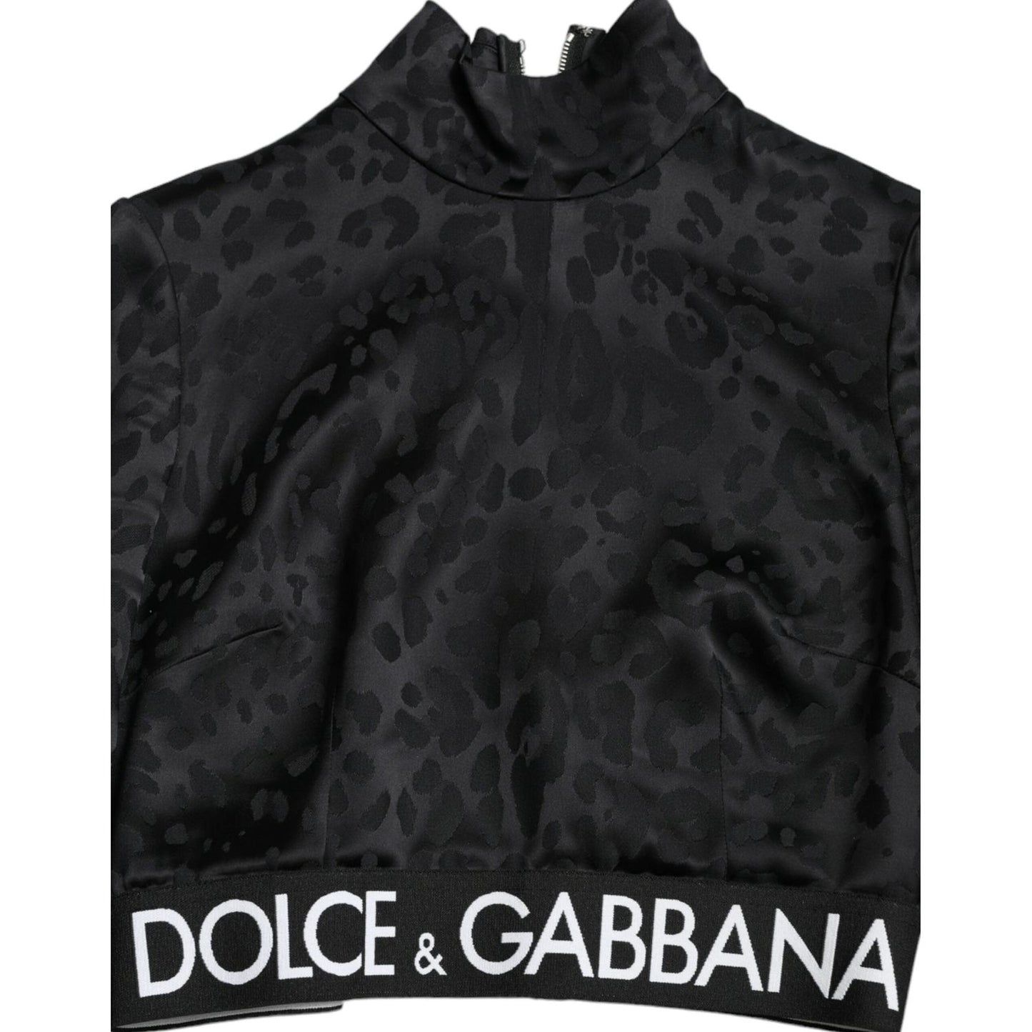 Dolce & Gabbana Elegant Black Cropped Top with Zip Closure Dolce & Gabbana