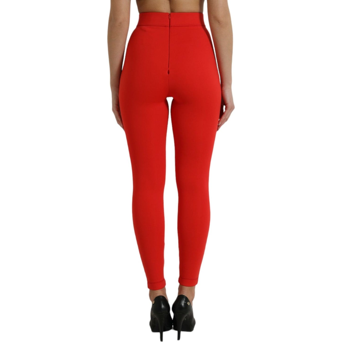 Dolce & Gabbana Elegant High Waist Red Leggings Dolce & Gabbana