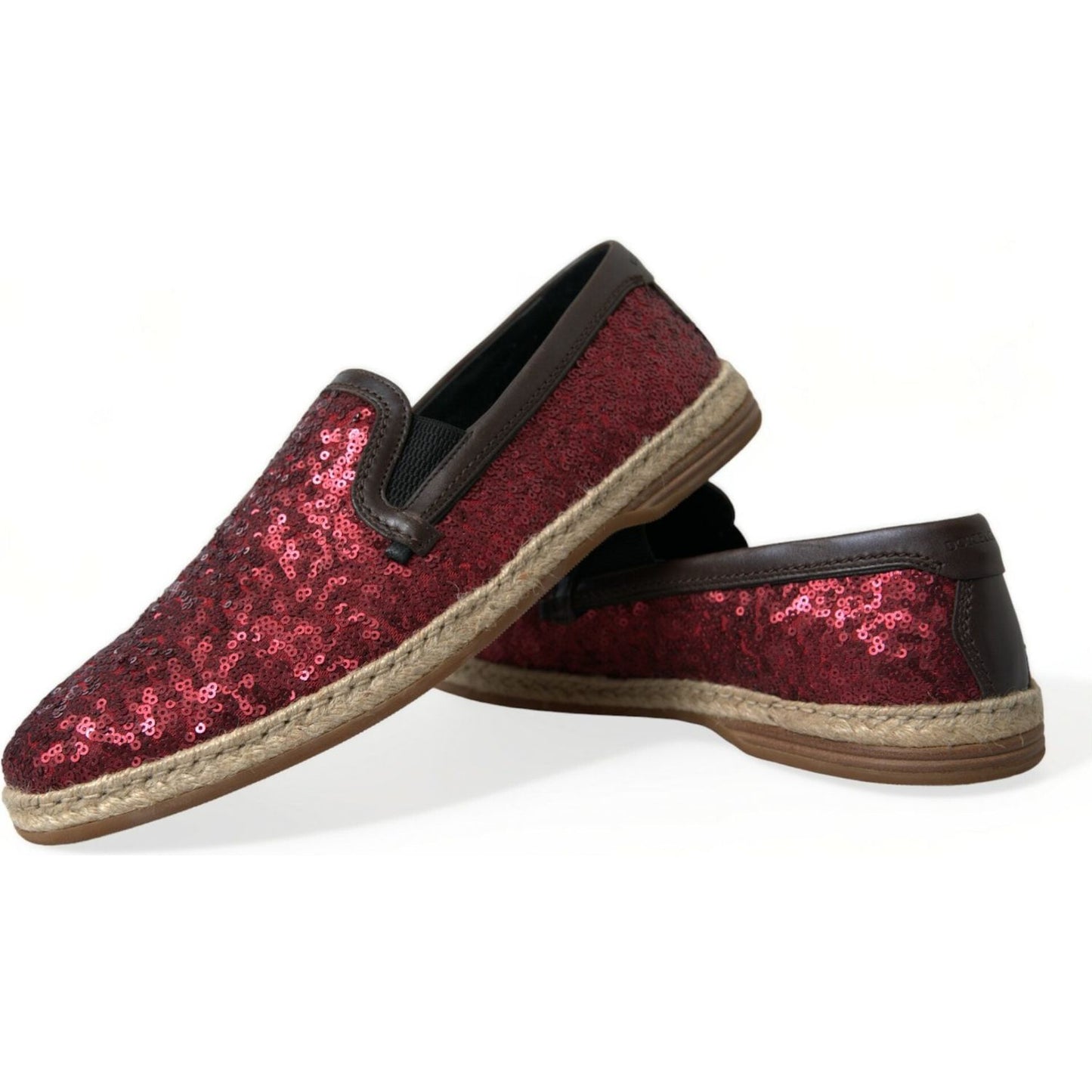 Dolce & Gabbana Red Sequined Leather Loafers Dolce & Gabbana