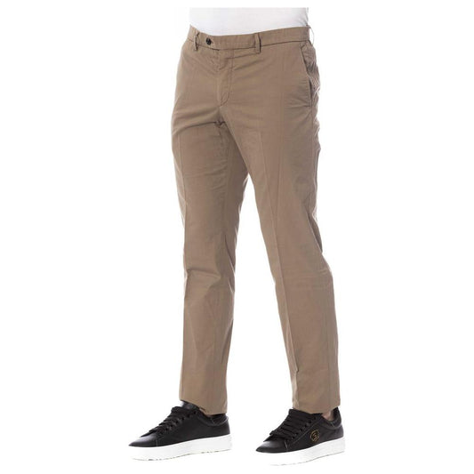 Elegant Cotton Trousers in Classic Brown