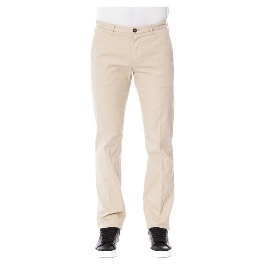 Chic Beige Cotton Blend Trousers