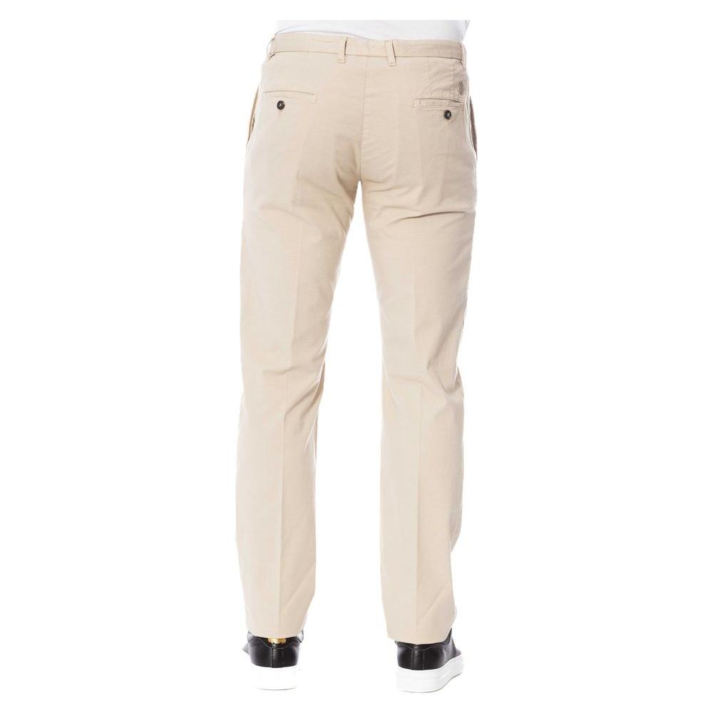 Trussardi Chic Beige Cotton Blend Trousers Trussardi