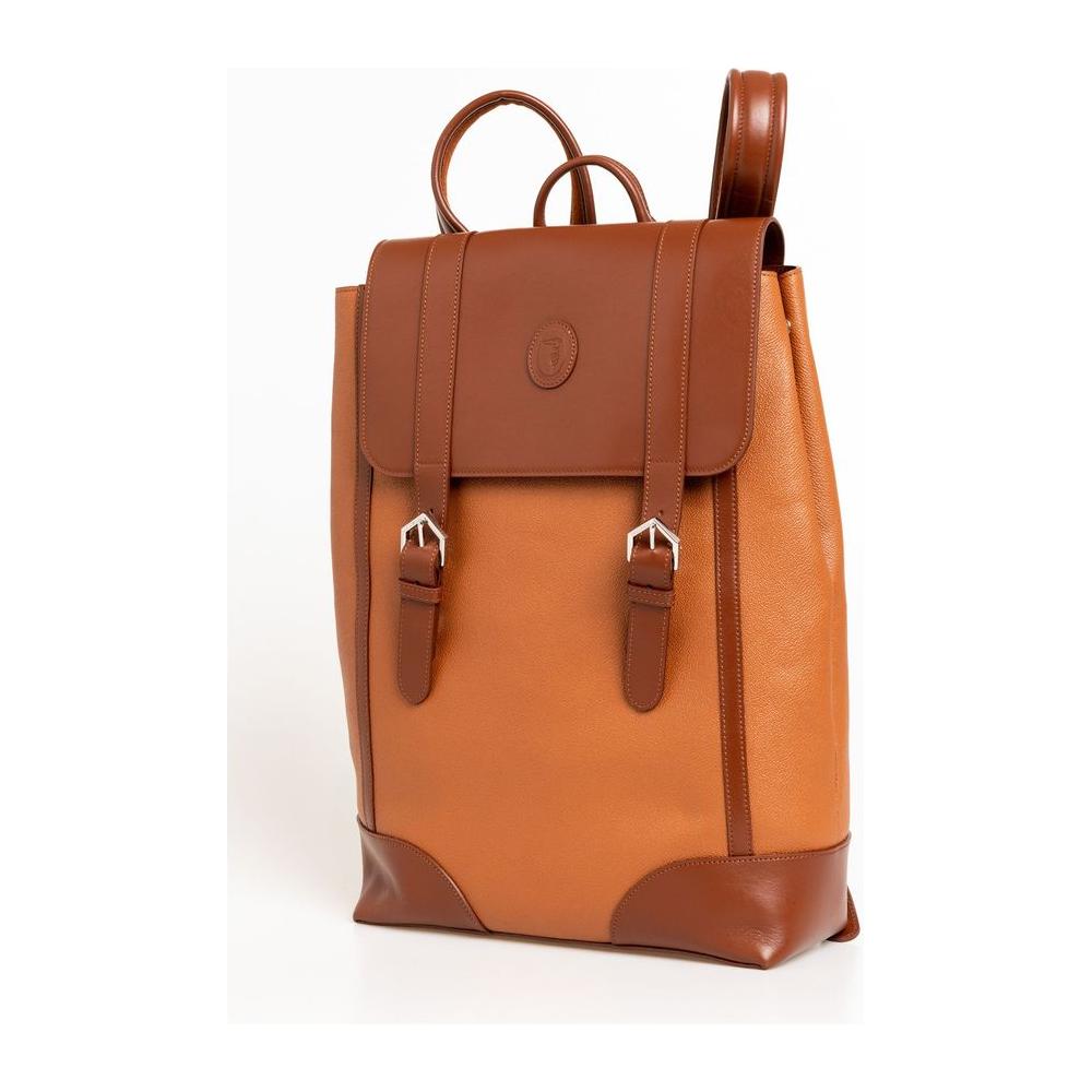 Trussardi Brown Leather Men Backpack Trussardi