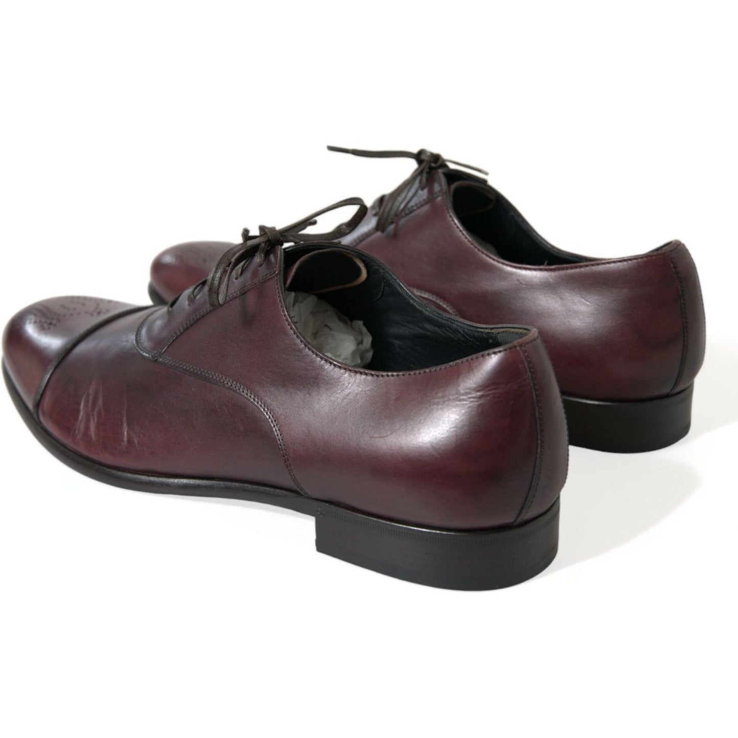 Dolce & Gabbana Elegant Burgundy Leather Derby Shoes Dolce & Gabbana