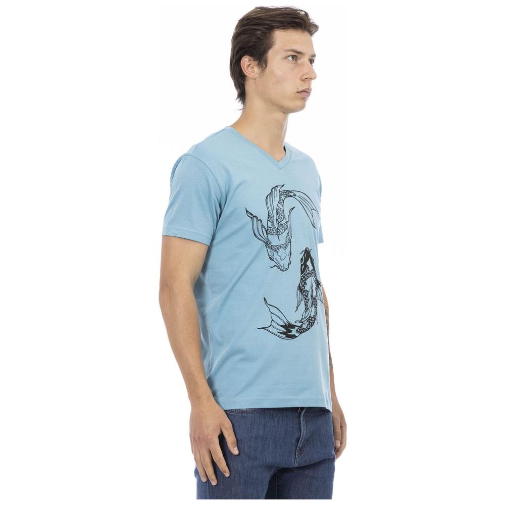 Trussardi Action Light Blue Cotton Men T-Shirt Trussardi Action