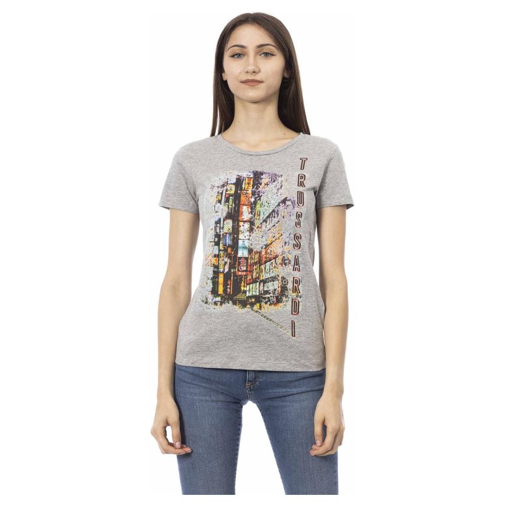 Trussardi Action Gray Cotton Women Top Trussardi Action