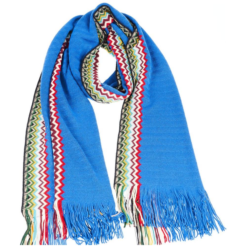 Missoni Blue Wool Men Scarf Missoni