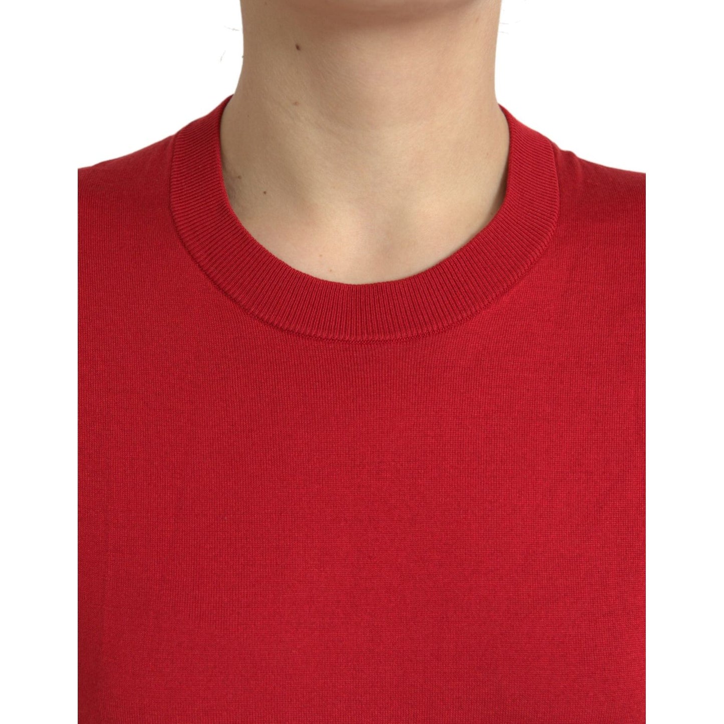 Dolce & Gabbana Silk Red Crew Neck Top Dolce & Gabbana