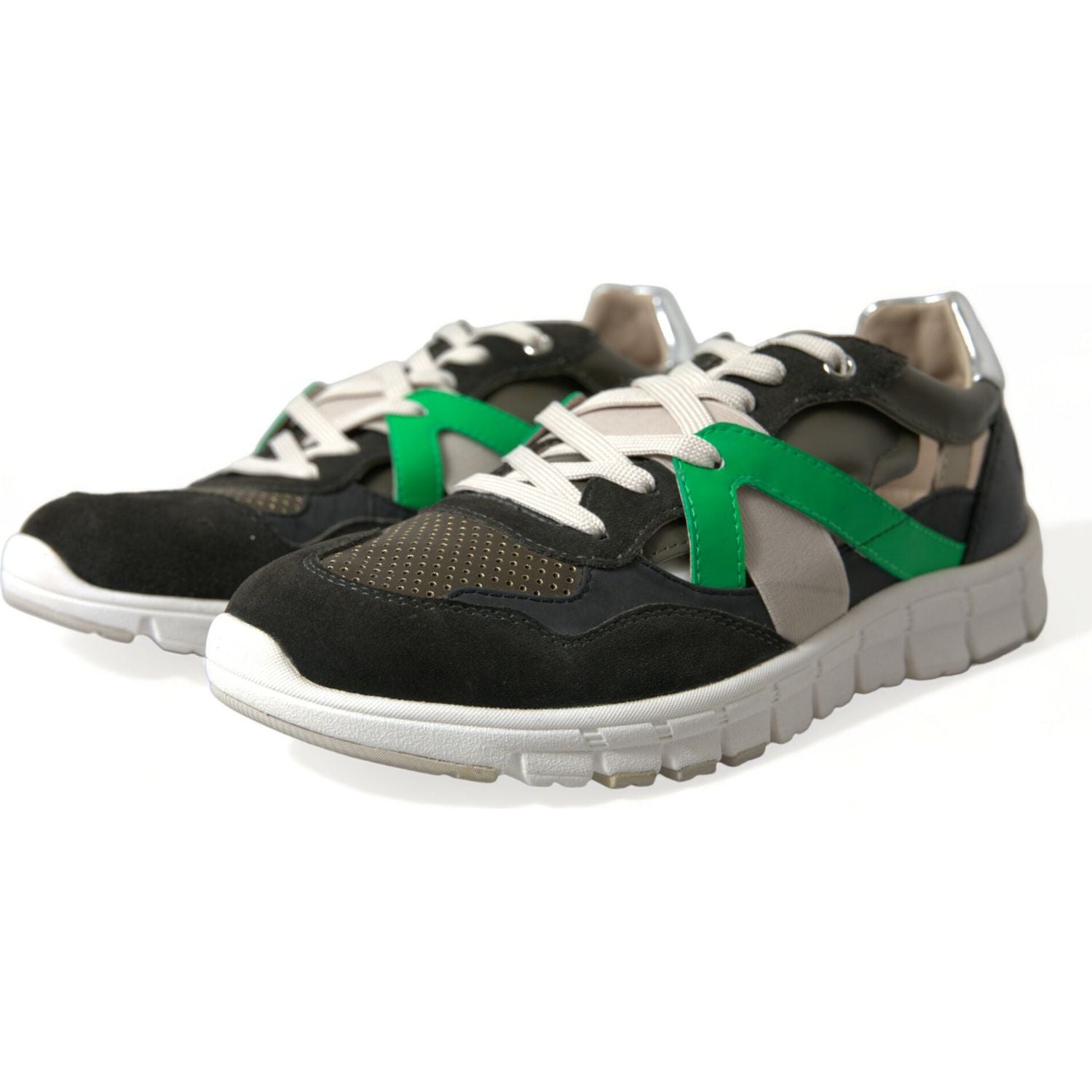 Dolce & Gabbana Multicolor Leather Suede Low Top Sneakers Shoes