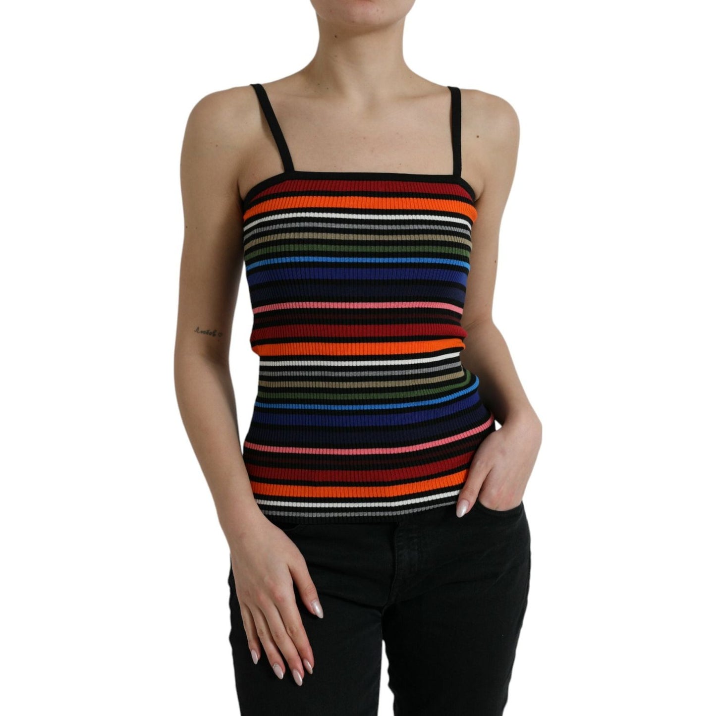 Dolce & Gabbana Chic Striped Spaghetti Strap Tank Top Dolce & Gabbana