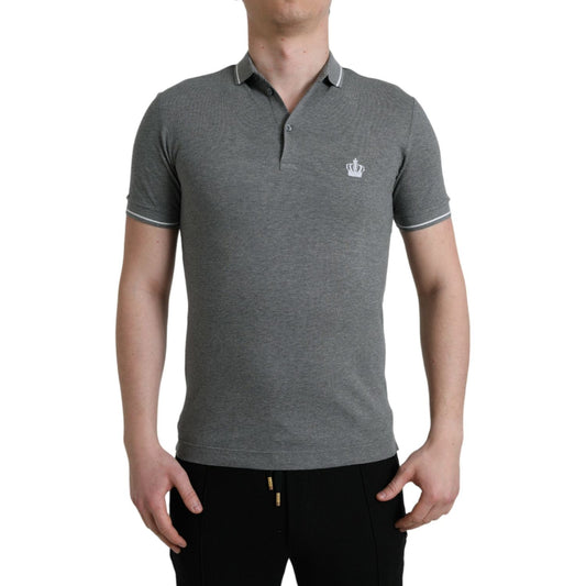 Dolce & Gabbana Elegant Grey Cotton Polo T-Shirt Dolce & Gabbana