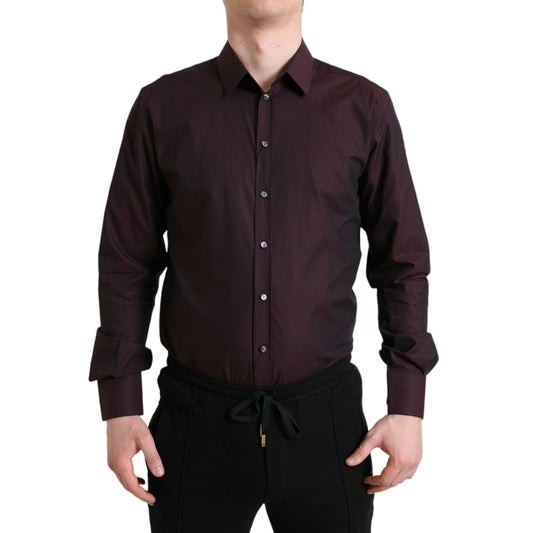Dolce & Gabbana Maroon Jacquard Formal Dress MARTINI Shirt