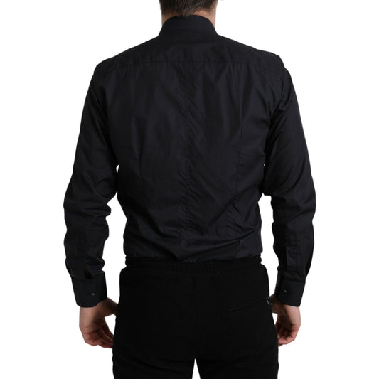 Dolce & Gabbana Elegant Navy Blue Slim Fit Dress Shirt Dolce & Gabbana