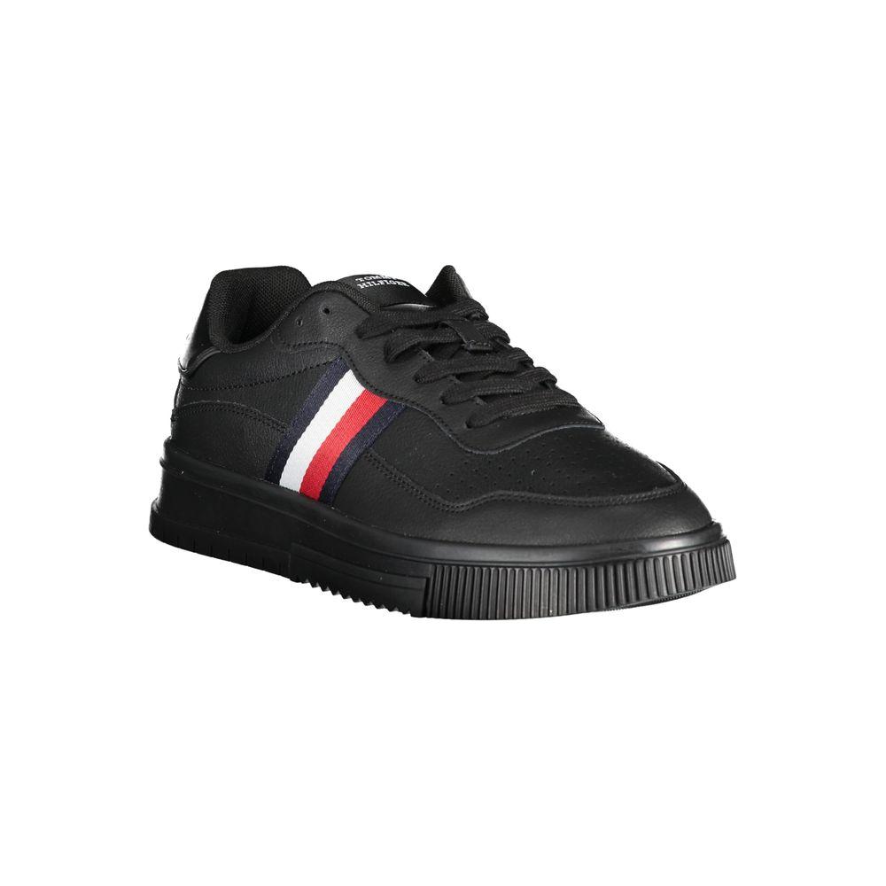 Tommy Hilfiger Black Leather Men Sneaker Tommy Hilfiger