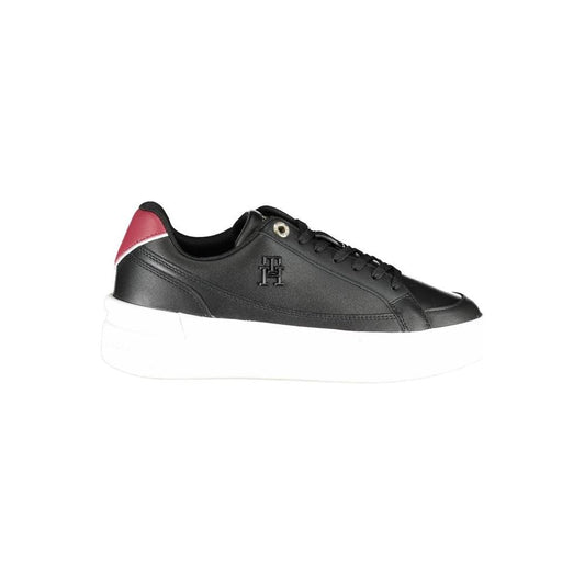 Tommy Hilfiger Black Leather Women Sneaker Tommy Hilfiger