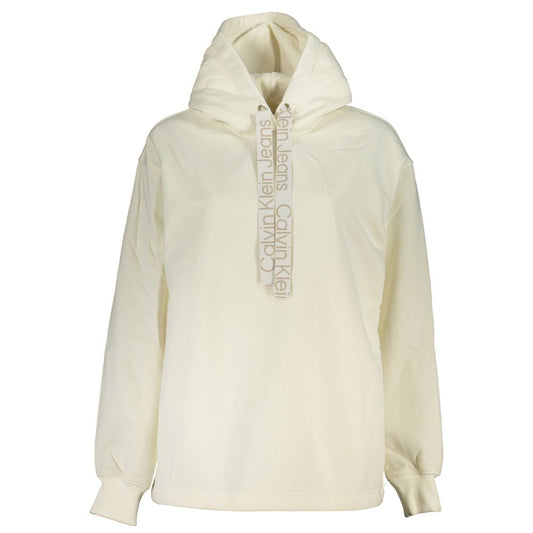 Calvin Klein Chic White Hooded Fleece Sweatshirt Calvin Klein