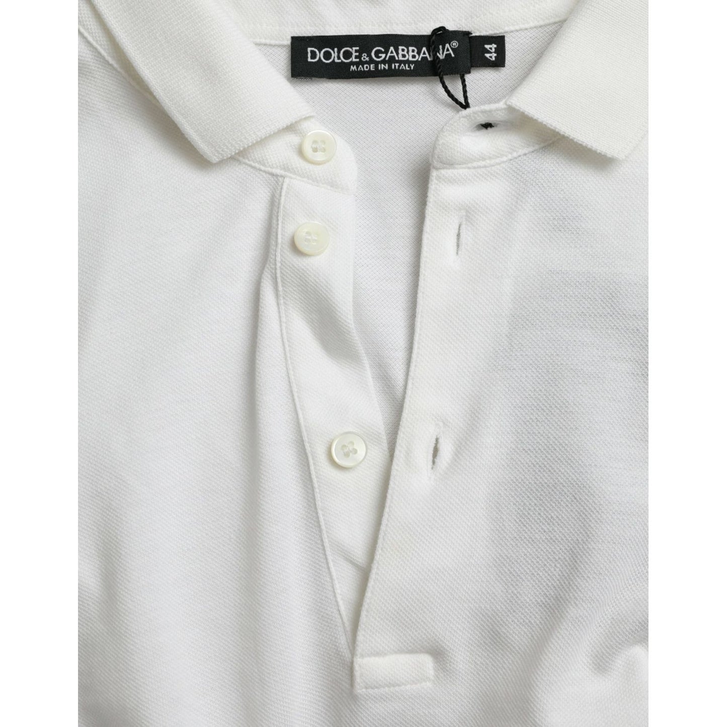 Dolce & Gabbana Crown Embroidered White Cotton Polo Dolce & Gabbana