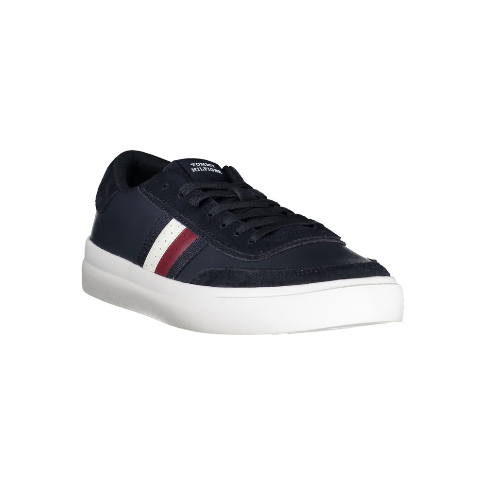 Tommy Hilfiger Sleek Blue Lace-Up Sneakers with Contrast Accents Tommy Hilfiger