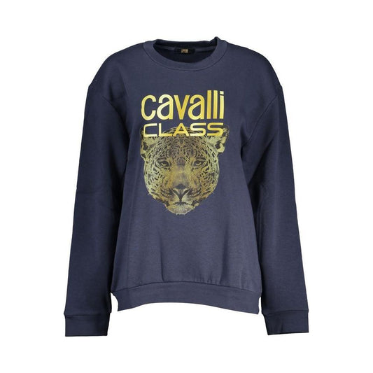 Cavalli Class Elegant Blue Fleece Crew Neck Sweatshirt Cavalli Class