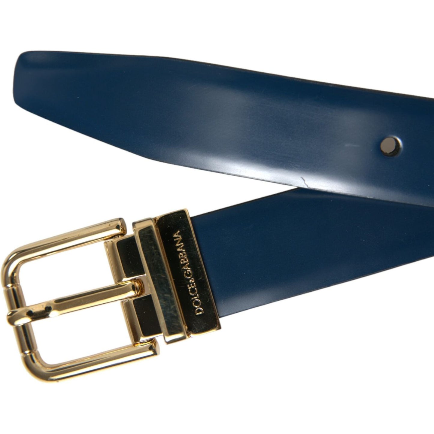 Dolce & Gabbana Elegant Blue Leather Belt with Metal Buckle Dolce & Gabbana