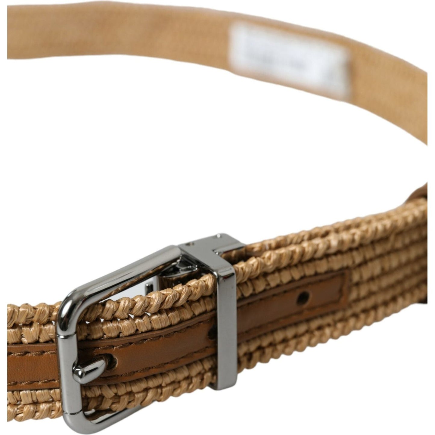 Dolce & Gabbana Elegant Beige Woven Leather Belt Dolce & Gabbana