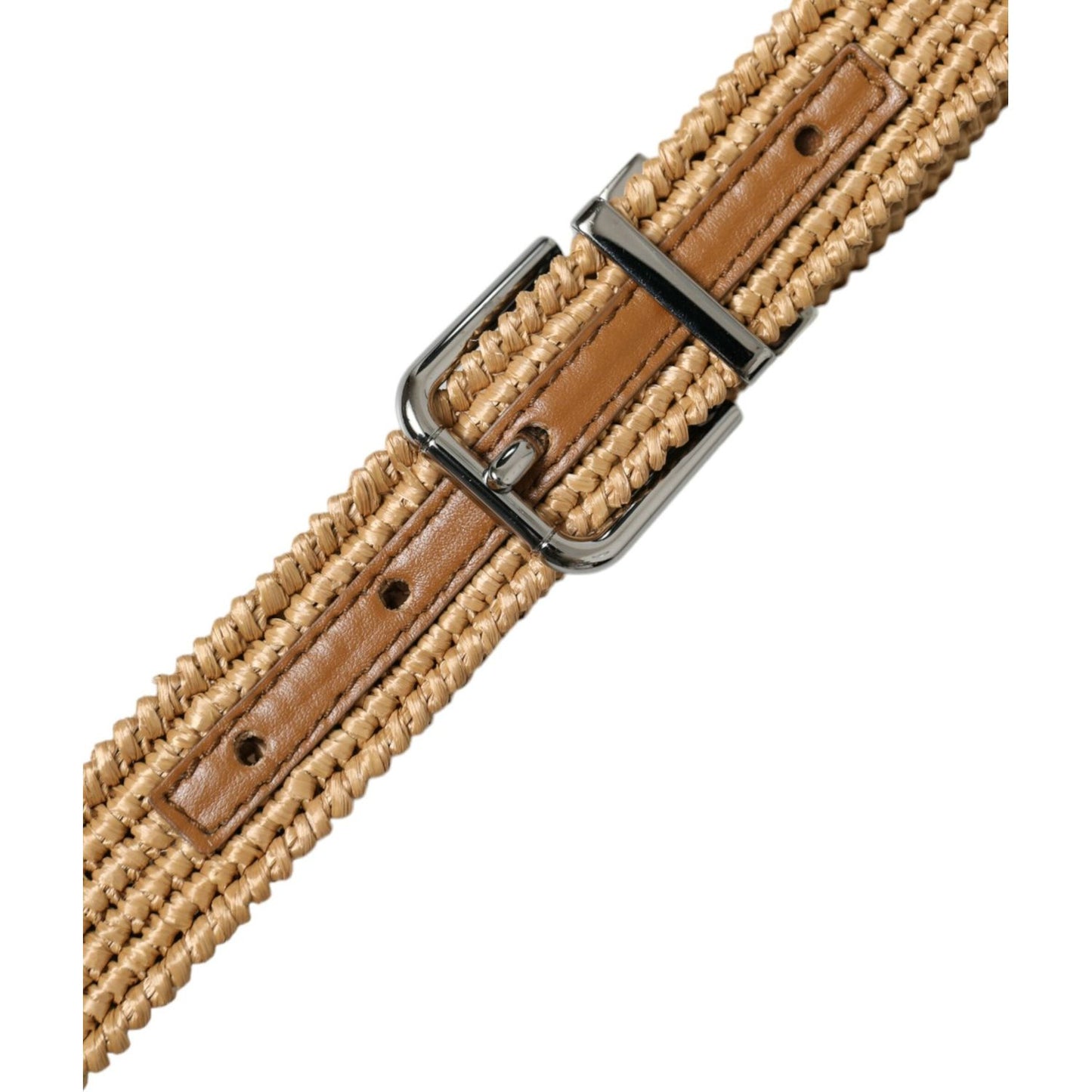 Dolce & Gabbana Elegant Beige Woven Leather Belt Dolce & Gabbana